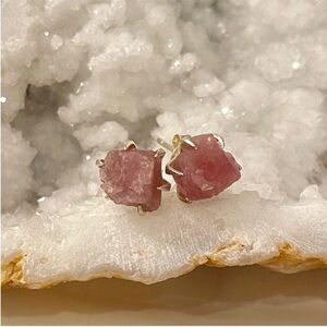 Pink Tourmaline Solid Sterling Silver Earrings 925 Studs